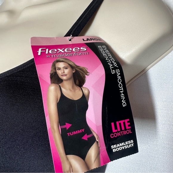NEW MAIDENFORM FLEXEES FITSENSE ALL-IN-ONE SHAPING Shapeware BODYBRIEFER Black L - Picture 4 of 7